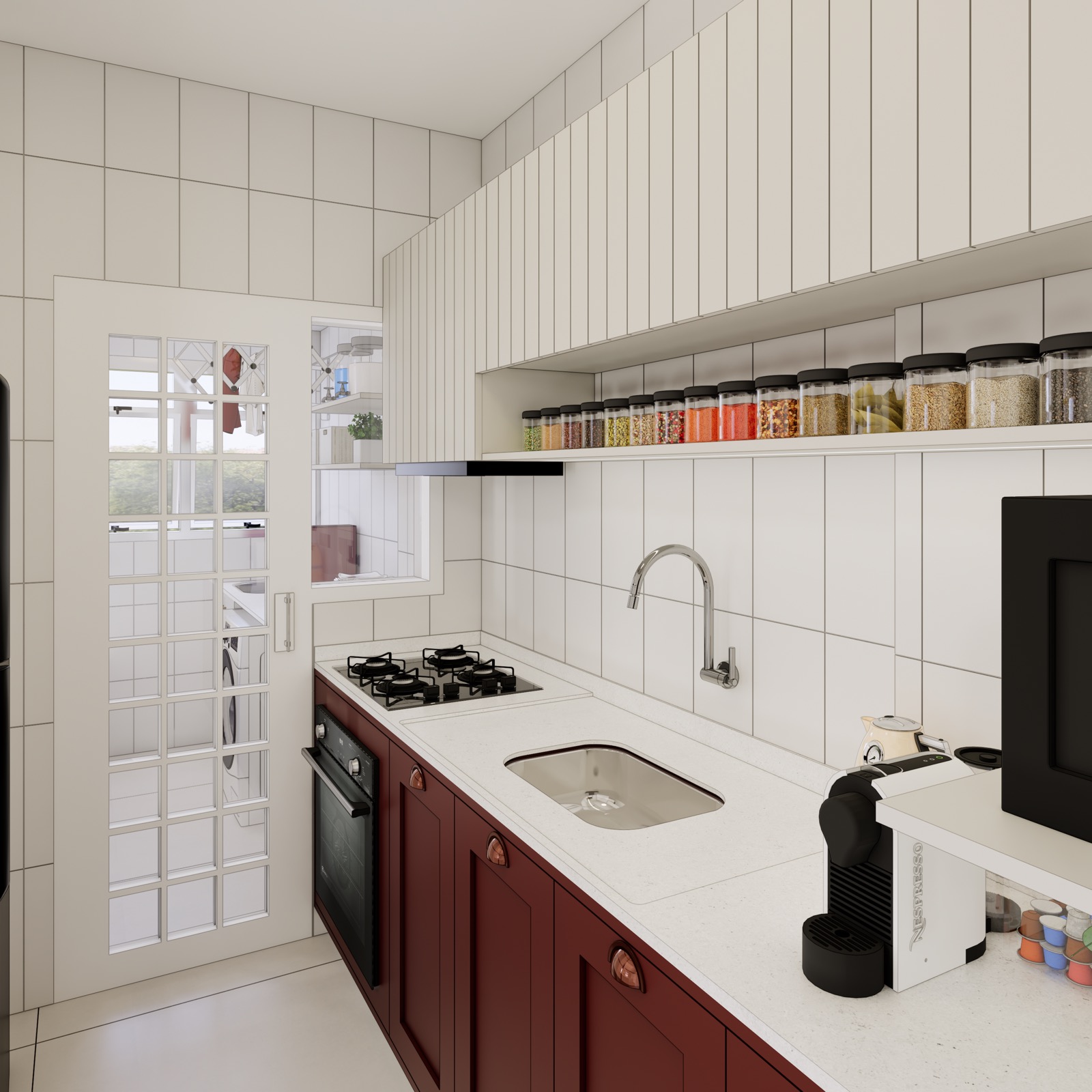 Apê Carmim, cozinha, integração