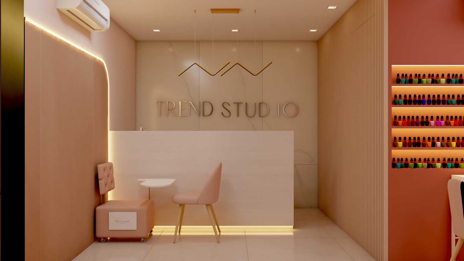 Trend Studio, acabamentos dourados